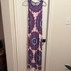 Bisou Bisou Blue and Red Mandala Maxi Dress